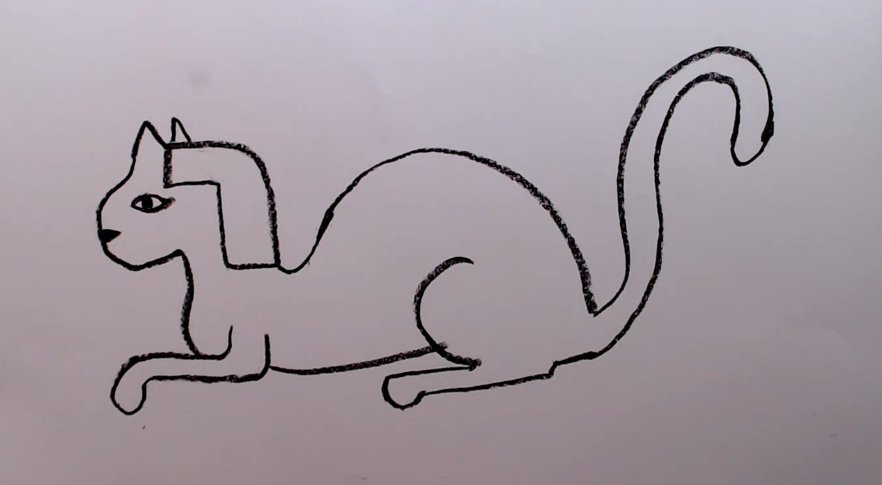 Contour cat drawing with headdress