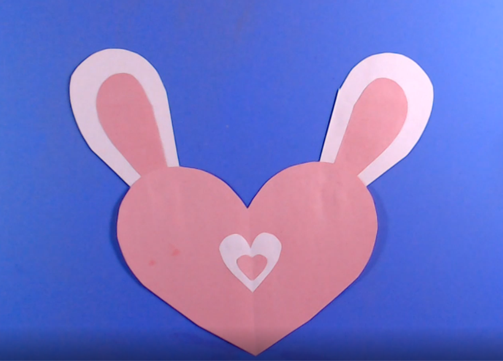 hearts glued down to make a bunny face