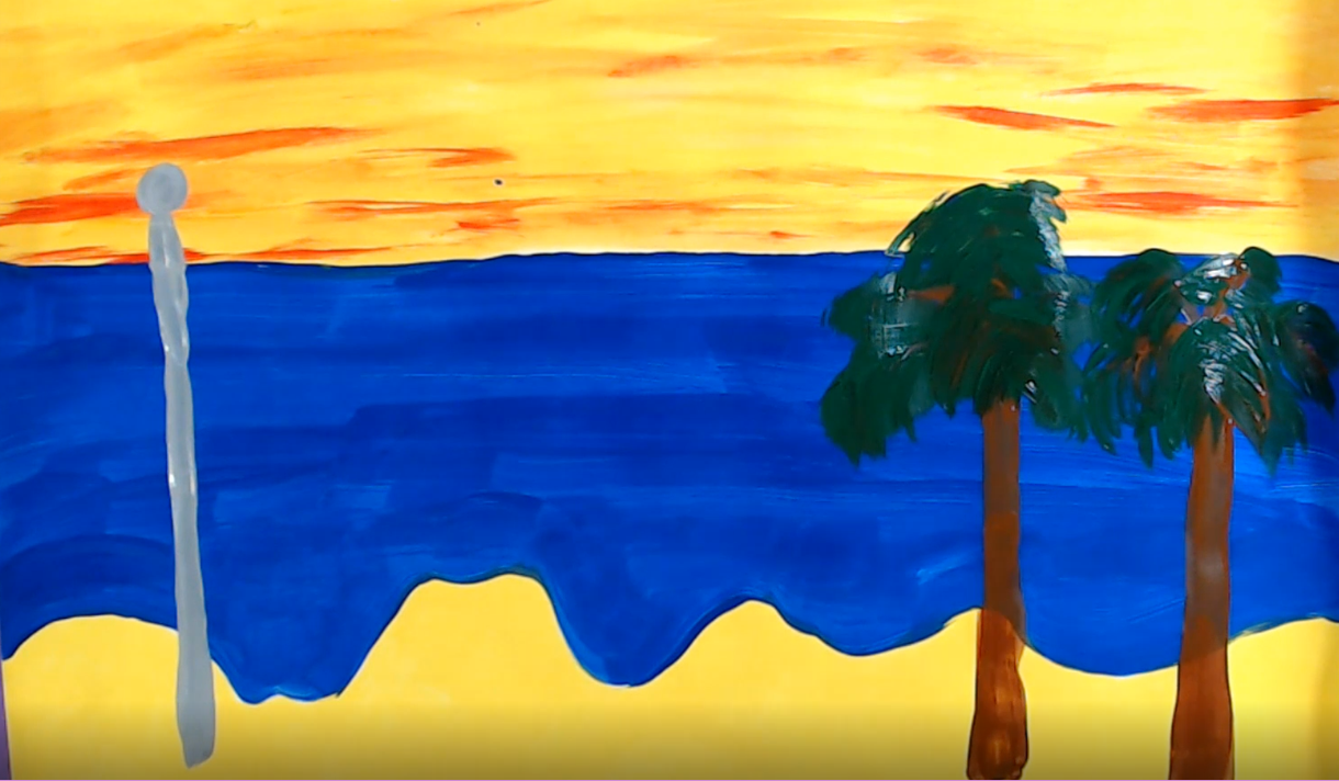 Part 3 of childrens Puerto Rico Sunset painting