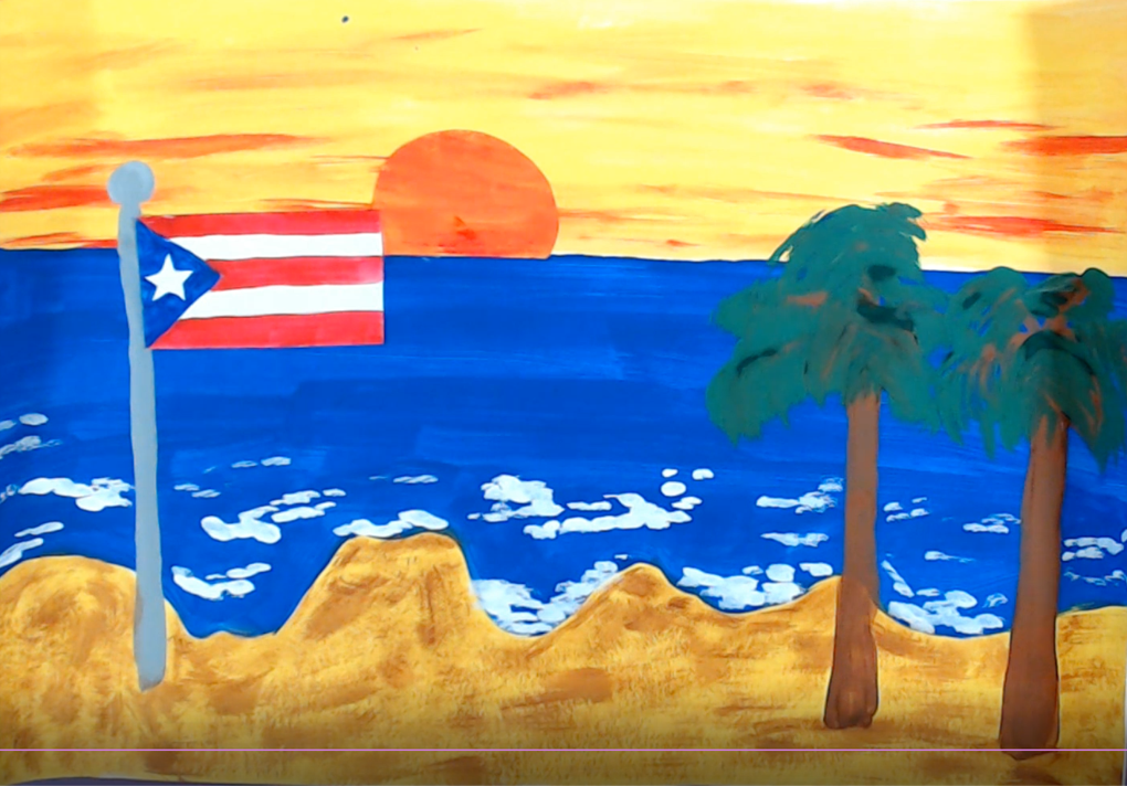 Part 7 of childrens Puerto Rico Sunset painting