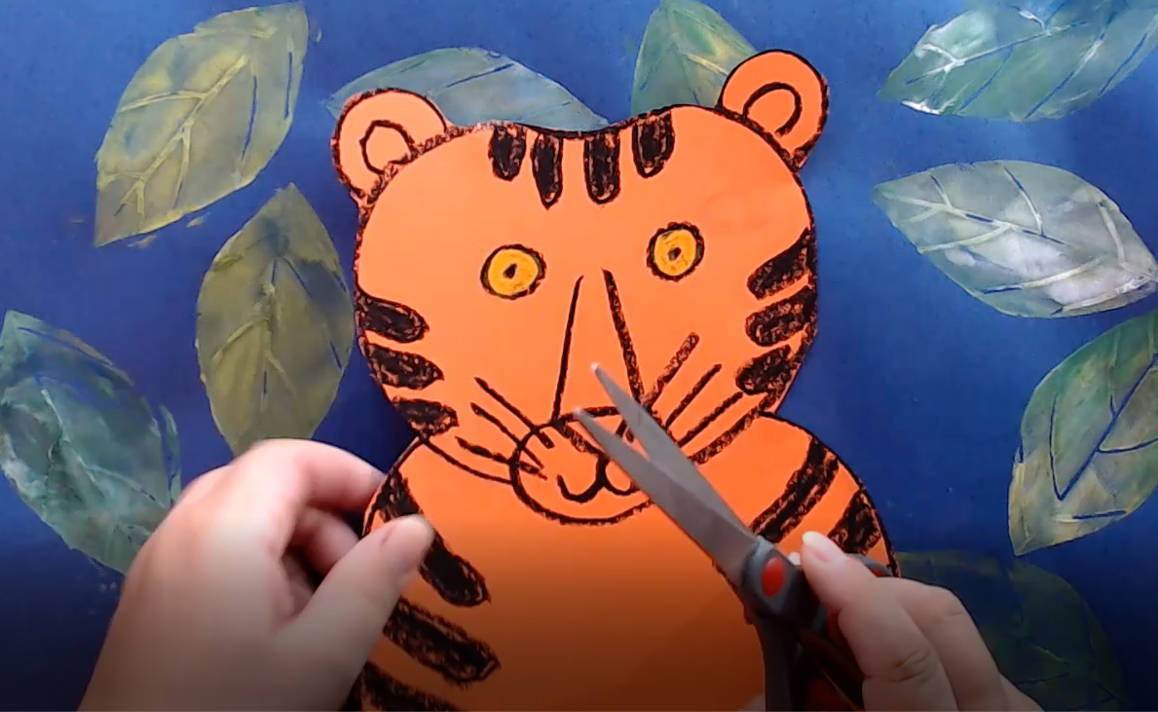 Cut out tiger and leaves